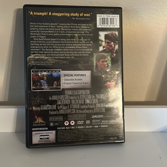 4/$20 PLATOON dvd - Picture 3 of 4
